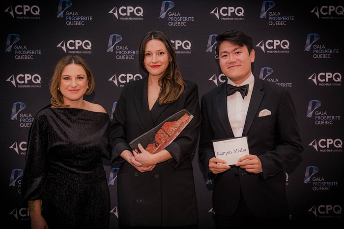 Michelle Llambías Meunier (CPQ), Marie-Hélène Longpré (Kampus Média), Frank Huang (BODA) 